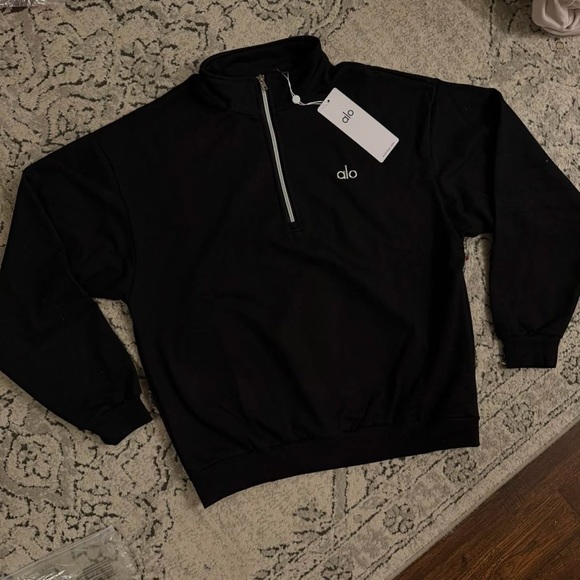 ALO Yoga Men's Black Zip-Up Sweater